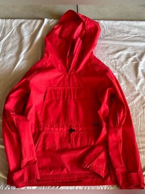 Vintage 90s S&L Red Hooded Anorak Pullover Made in Canada Nylon Windbreaker